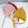 Beanie/Kafatası Kapakları Sonbahar Kış Kulak Koruma Bebek Şapkası Sıcak Örgü Çocuklar Bağlama Kapağı Koyu Renkli Boy Boy Beanie Bonnet Enfant YQ231108