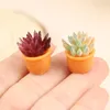 Garden Decorations 1:12 Dollhouse Miniature Green Simulation Succulent Plant Pot Potted Flower Furniture Home Decor Diy Micro Landscape