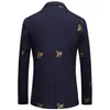 Bee embroidery Blazer Slim Fit Masculino Abiti Uomo 2020 Wedding Prom Blazers Tweed Wool For Men Stylish Suit Jacket1267l