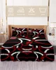 Jupe de lit géométrique abstraite, Art moderne rouge, couvre-lit élastique avec taies d'oreiller, housse de matelas, ensemble de literie, drap