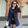 Pelliccia da donna Pelliccia sintetica Primavera Autunno Trench Donna Slim doppio petto Cappotto da donna Lungo Giacca a vento femminile Rosso Blu scuro Cammello Capispalla 231109