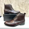 Bottines d'hiver pour hommes, bottes de moto décontractées, marque de styliste en cuir véritable, imperméables, chaussures de loisirs de randonnée en plein air, taille 38-45