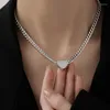 Choker Kioozol Chic Pearl Heart Necklace For Women Girls Crystal Chain on Neck Fashion Jewelry Ankomst Tillbehör KO2