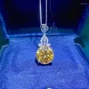 Chaînes Fidélité Jaune 5CT Moissanite Pendentif Collier De Luxe Brillant Cut 925 Argent Mariée Fiançailles De Mariage Haute Joaillerie Cadeau