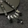 Chains Fashion Zipper Rose Cutout Exaggerated Personality Patchwork Necklace Gothic Black Leather Choker Lady Jewelry Accessori