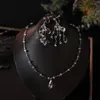 Halskette Ohrringe Set Braut Stirn Kette Ohrring Kristall Perlen Lange Quasten Haar Fein Verlobung Hochzeit Luxus Schmuck