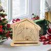 Décorations de jardin La naissance de Jésus Bois Cadeau religieux Décor de Noël Noël pour table de table Maison Cheminée intérieure