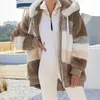 Women's Jackets Chic Lady Jacket Thermal Winter Color Block Colors Matching Hooded