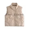 Kvinnors västar 2023 Autumn Winter Pu Leather Vest Kvinnlig ärmlös jacka Kvinnor Puffy Solid Down Vest Puffer White Duck Down Vest Jacket J231109