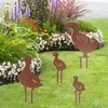 Decorazioni da giardino 1 Set Pali di animali Famiglia Anatroccoli Silhouette Cortile Arte Terra Inserimento Ornamenti da prato Decorazioni per feste all'aperto G2AB