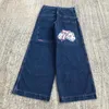 Jeans masculinos JNCO Jeans Y2K Streetwear Mens Harajuku Hip Hop Gráfico Bordado Retro Azul Baggy Jeans Denim Calças Góticas Calças Largas 231108