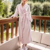 Women's Sleepwear Fleece Bathrobe For Men And Women Winter Thicken Lace Up Kimono Satin Pajamas Bridesmaid Fuzzy Hoodie Nightgown Robes