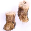 Boots Fashion Fox Fur Woman Snow Boots Rainbow multicolor Lady Winter Boots Warm Boots Women Boots Shoes Bottes de neige femmes 231108