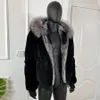 Manteau d'hiver en fausse fourrure de lapin pour hommes, veste courte d'hiver en vrai Rex avec capuche, manteaux noirs Chinchilla 231108