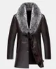 Men's Jackets Autumn Winter Real fur collar VNeck Men Long Style Sheep leather Male Fur Solid Color Outerwear Coat Thick Warm Parkas 231108