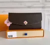 Modedesigner plånböcker lyxiga emilie purses kvinnors kuvert plånbok högkvalitativ brun blommebrev smal kreditkortshållare långa pengar koppling väskor med låda