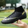 Neuankömmling Damen Herren High Top Fußballschuhe Jugend Jungen Mädchen AG TF Soccer Schwarz Blau Weiß Gold Kinder Bequeme Trainingsschuhe für Kinder