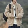 Herren-Daunenparkas, japanischer Cityboy, mit Baumwolle gefütterte Jacke, Herren-Winter-Kaschmir-gepolsterter koreanischer Lammwollmantel, lockerer Trend, Stehkragen, Baumwollmäntel 231108