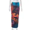 スカート印刷スリムスカート伸縮性の長いペンシルドレス女性カジュアルボトムズ服ビンテージY2Kフィットハイストリートウェア