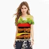 Magliette da uomo Est 2023 Magliette Moda Camicia divertente Stampa 3D colorata Delicious Big Hamburger Casual Interessante Top Tees NA 192