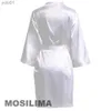 Women's Sleepwear Wedding Party Team Bride Robe With Black Letters Kimono Satin Pajamas Bridesmaid Bathrobe SP2000L231109