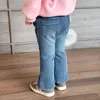 Pantalons filles jean automne et hiver Style coréen tout-match polaire chaud décontracté Simple enfants mode pantalons évasés pour