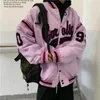 Dames Bont Faux 2023 lente en herfst Amerikaanse retro honkbal uniform voor mannen vrouwen Harajuku bf stijl paar jassen hip hop losse tops 231108