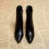 Bottes 2023 Printemps et Automne Style Britannique Mince Femmes Bout Pointu Fermeture À Glissière Latérale Noir Nude Boot 231109