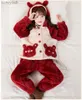 Pajamas Kids Pajama Sets For Family 2pcs Sleep Wear Winter Flannel Keep Warm Children's Home Sleeping Wears for Girls Boy 4-12 Years OldL231109