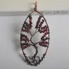 Naszyjniki wiszące drzewo życia kobiet biżuteria na naszyjnik z kamieniem naturalnym koraliki czerwone granat 1pcs K2079