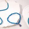 Bracelets de cheville bohémien, ensemble de bracelets de cheville en coquillage pour femmes et hommes, breloques de Style ethnique, perles en corde bleue, chaînes de pied géométriques multicouches, bijoux 24544