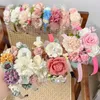 Akcesoria do włosów sztuczne kwiaty korona na głowę opaska na pannę młodą Wedding Hairband Kobiet dziewczyny Słodki kwiatowy obręcz Party Prezent na nakrycie głowy