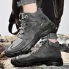 Boots Non-Slip Men's Real Leather Ankle Spring Autumn Mens Shoes Fashion Casual Walking Men Genuine Hiking