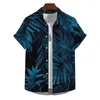 Chemises décontractées pour hommes Simple Hawaiian pour hommes 3D Grass Print Vêtements de haute qualité Lâche Chemise surdimensionnée Rétro Blouse à manches courtes