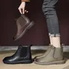 Boots Retro Genuine Cow Leather Chelsea for Women Shoes Elastic Band Ankle Boot Casual Chic Platform Nonslip Winter Short 231109