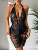 Basic Casual Dresses 2023 Summer Hot Selling Sexy Nightclub Style Hanging Neck Deep V Women's Dress L3888 T231109