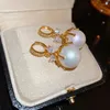 Orecchini a cerchio coreano dolce zircone fiocco rotondo perla goccia per le donne francese leggero temperamento di lusso semplice gioielli pendientes