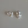 Stud Earrings 925 Silver Needle Love Heart Earring For Women Wedding Party Pearl Jewelry Gift E553