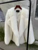 女性の毛皮のフェイクファー高品質冬の大きなラペルファーコート長いゆるいシャギーフェージャケットルーズコートホワイトカキル231121