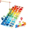 Learning Toys Kids Montessori Math For Toddlers Educational Wooden Puzzle Fishing Count Number Shape Matching Sorter Games Board Toy 230408