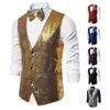 Gilets pour hommes TPJB hommes brillant or paillettes paillettes embelli blazer gilet boîte de nuit fête de mariage scène chanteurs vêtements