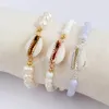 Brin pierre naturelle bleu calcédoine perles Bracelets cauris coquille charmes aigue-marine Bracelet pour femmes amitié bijoux cadeaux