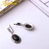 Necklace Earrings Set Ajojewel Oval Black/Blue Resin Stone For Women Simple Vintage Wholesale