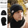 Beanie/Kafatası Kapakları Ricygvm 2 1 Maske Beanies Erkekler Kış Balaclava Şapkı Tam Yüz Kalkanı Kayak Bonnet Taktik Bisiklet Kulakları Kapak Örme Headgear YQ231108