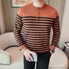 Sweaters voor heren 2023 Autumn Winter Striped gebreide trui voor mannen Lange mouw Slim Fit Round Neck Casual Business Pullover Clothing