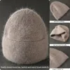 Шапки BeanieSkull, ангорская зимняя шапка для женщин, однотонные шапочки из натурального кроличьего меха, женские мягкие вязаные чепчики, женские теплые лыжные черепа 231109