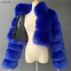 Dames Bont Nepbont Crop Fur Jacket Luxe Nertsenjassen Dames Winter Top Mode Roze Nepbontjas Elegante Dikke Warme Bovenkleding Nepbont Vrouw JacketL231109