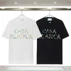 Moda Camiseta Homens Mulheres Designers T-shirts Tees Vestuário Tops Homem Casual Peito Carta Camisa Roupas de Luxo Rua Shorts Manga Roupas Casablanca Camisetas