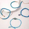 Bracelets de cheville bohémien, ensemble de bracelets de cheville en coquillage pour femmes et hommes, breloques de Style ethnique, perles en corde bleue, chaînes de pied géométriques multicouches, bijoux 24544