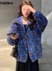 Futra kobiet sztuczne futro Lautaro zimowy kolor kolorowy lampart Faux Fur Płaszcz Kobiety długi mut z miękką puszystą kurtkę koreańską modę 231109